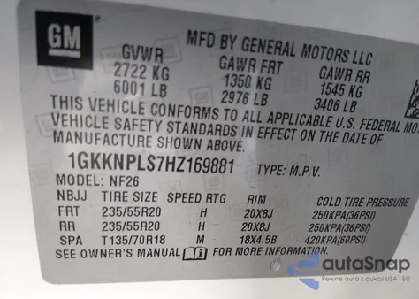 2017 GMC Acadia Denali from USA, damaged, VIN 1GKKNPLS7HZ169881